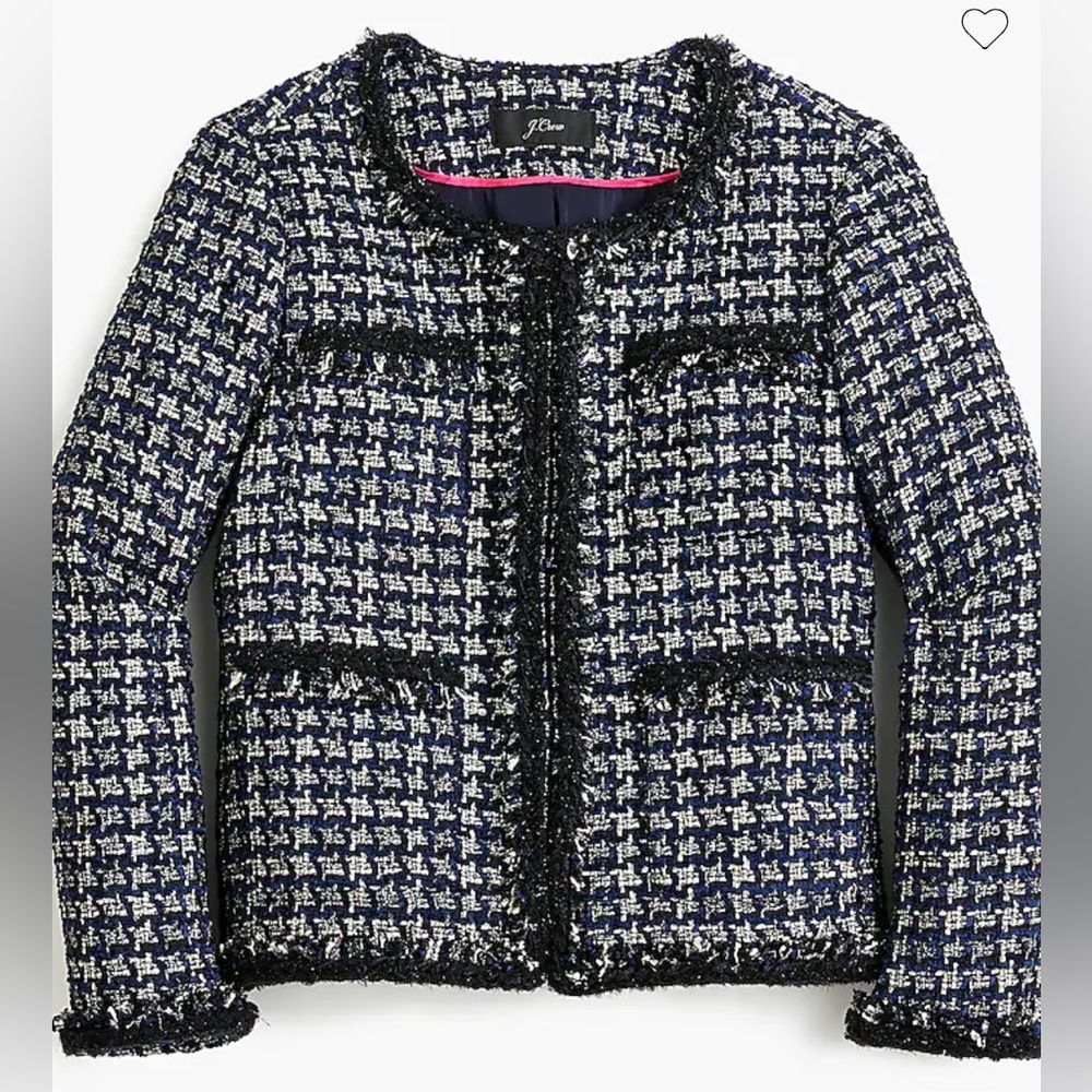- J Crew Lady jacket in metallic houndstooth
